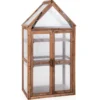 Tragbares 3-stöckiges Mini-Gewächshaus aus Holz mit Abnehmbaren Regalen Transparent