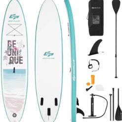 Tragbares Surfbrett Stand Up Surfbrett Aufblasbares Board 335 x 76 x 16 cm Blau