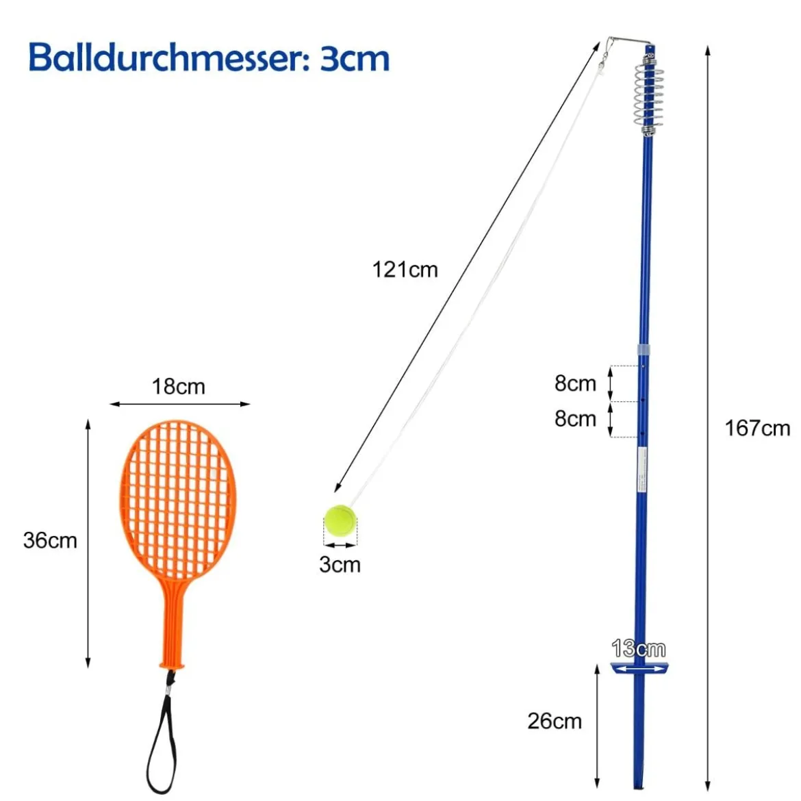 Tragbares Tetherball-Set 3-stufig höhenverstellbares Set mit Ball Twistball Set