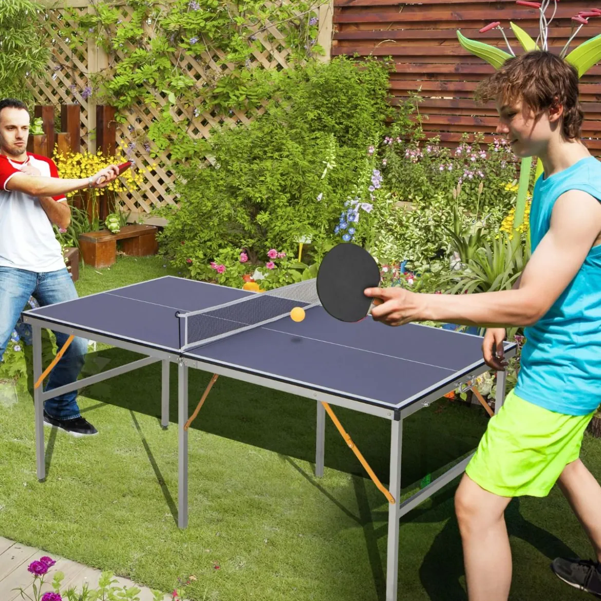 Tragbares Tischtennistisch-Set mit Netz & 2 Schlägern & 3 Bällen Mini Tischtennistisch