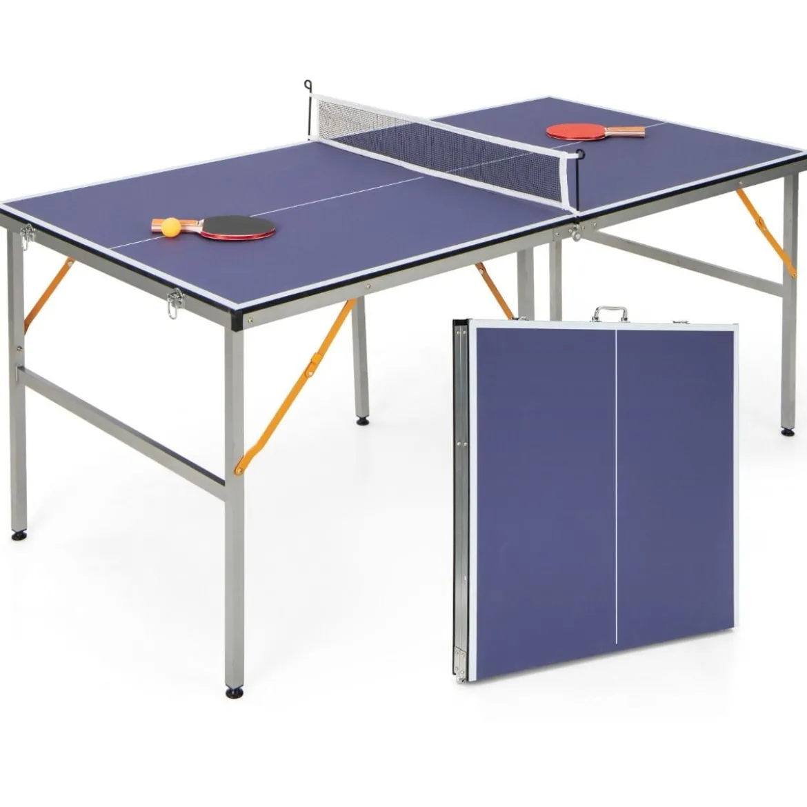 Tragbares Tischtennistisch-Set mit Netz & 2 Schlägern & 3 Bällen Mini Tischtennistisch