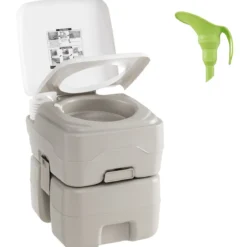 Tragbare Toilette mit 20 L Abfalltank kompakte Reise-WC mit Spülpumpe & Teleskoptrichter Grau