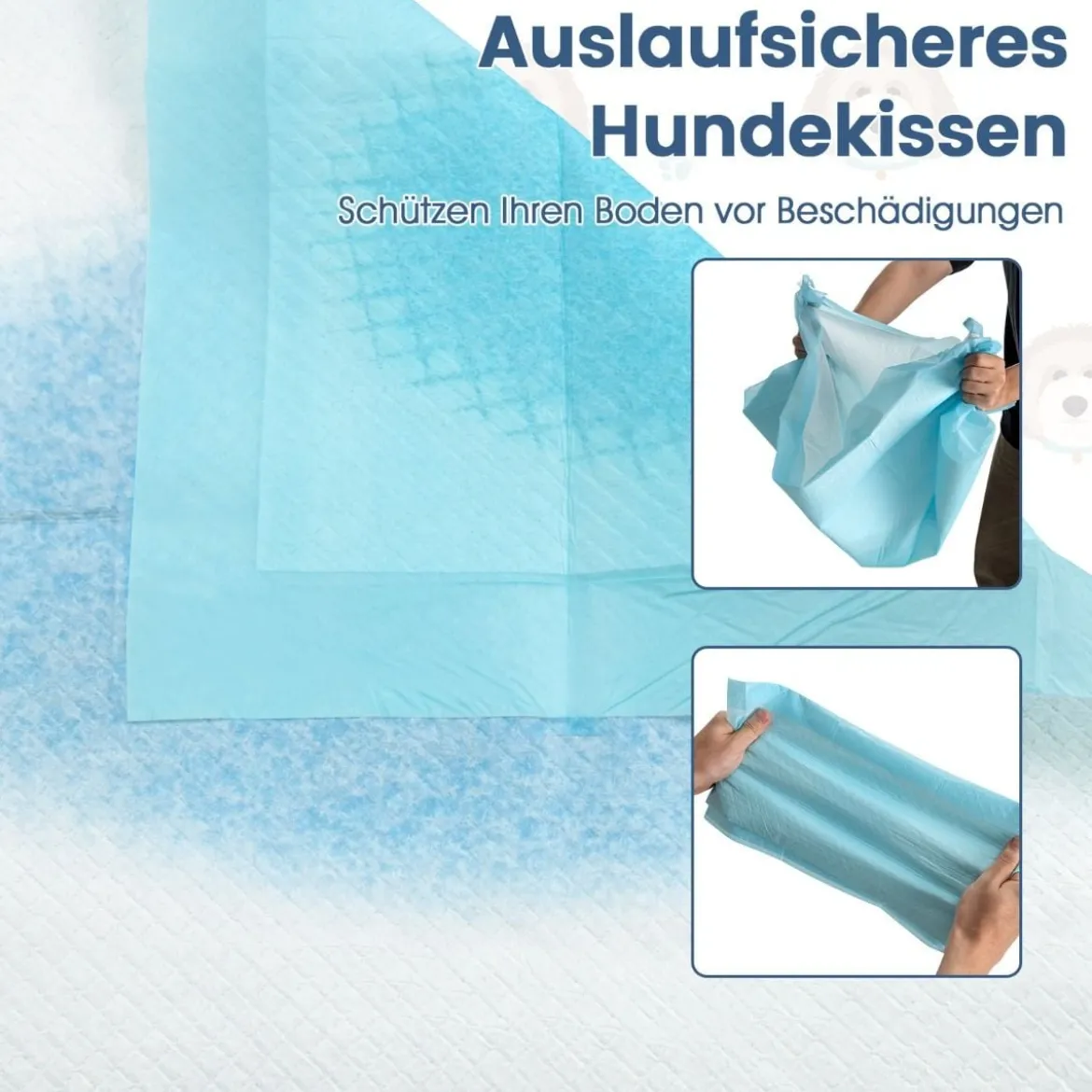 Trainingsunterlagen Hunde Auslaufsicheres 6-lagiges Design Welpenunterlagen Puppy-Pads 90 x 90 cm 100 Stück