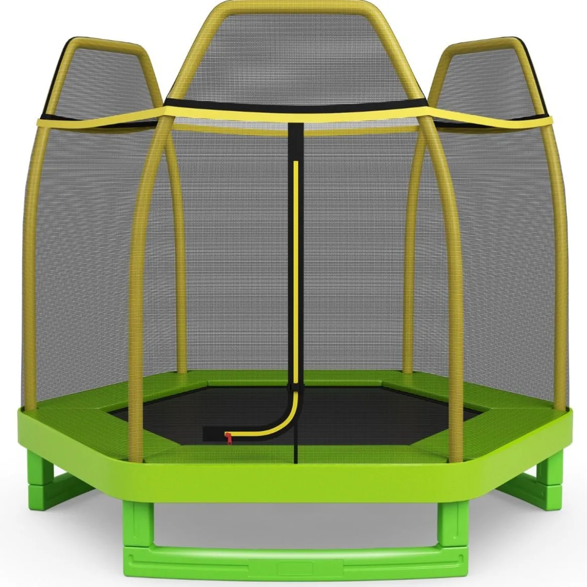 Trampolin bis 150 kg für Kinder mit Sicherheitsnetz und Federkissen 223 x 223 x 186 cm Gelb