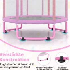 Trampolin für Kinder 154 cm 6 in 1 Kindertrampolin mit Turnstange Schaukel & Ringen