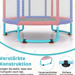 Trampolin für Kinder 154 cm 6 in 1 Kindertrampolin mit Turnstange Schaukel & Ringen