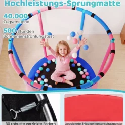 Trampolin für Kinder 154 cm 6 in 1 Kindertrampolin mit Turnstange Schaukel & Ringen