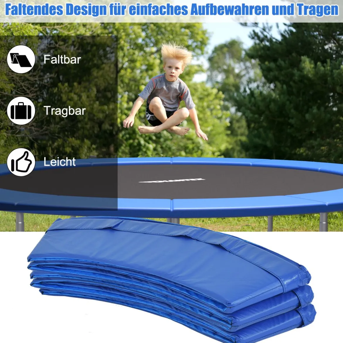 Trampolinmatratze 366cm x 366cm x 10cm Trampolin Übung Fitness Trampolin Polster Blau