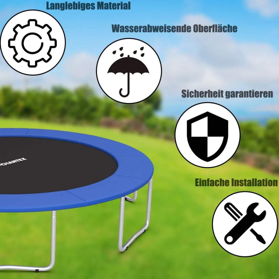 Trampolinmatratze 366cm x 366cm x 10cm Trampolin Übung Fitness Trampolin Polster Blau