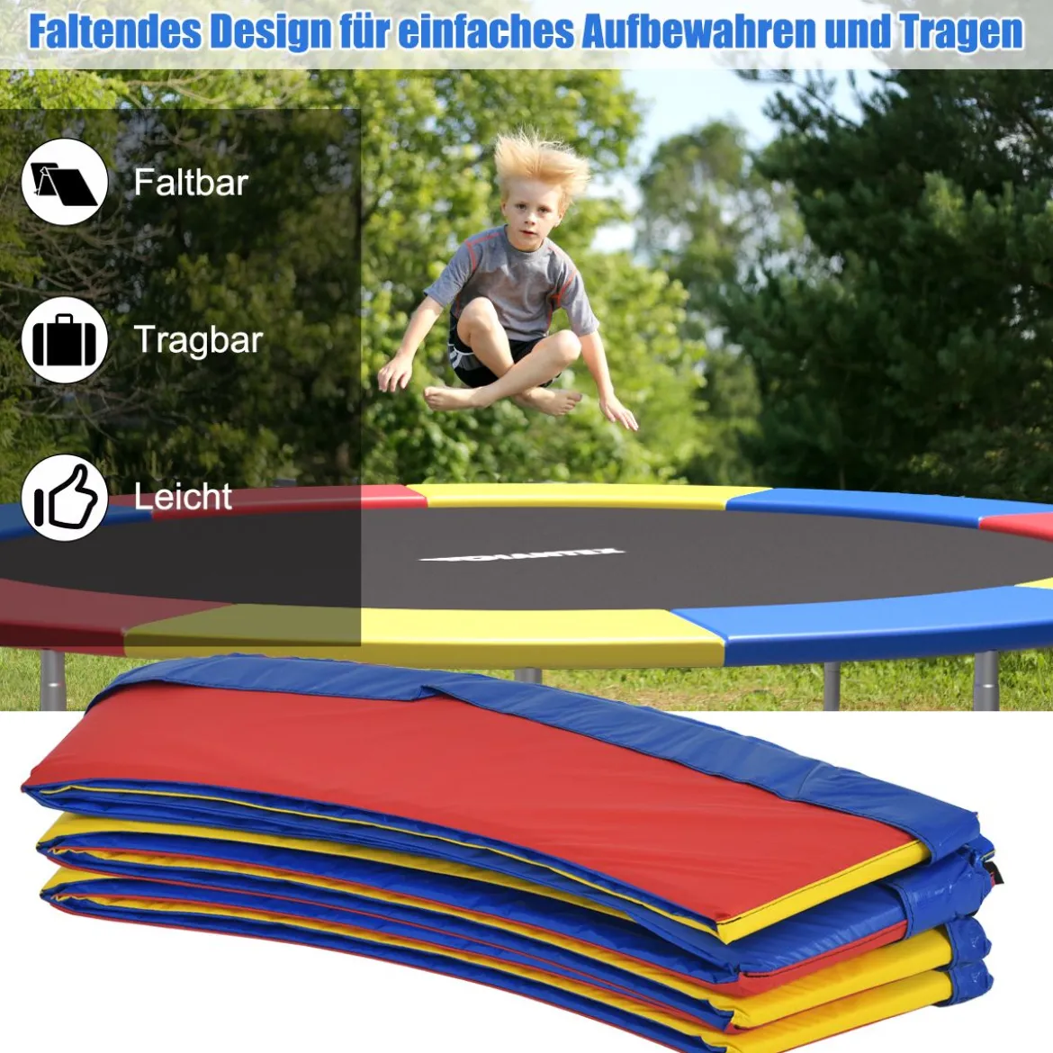 Trampolinmatratze 427cm x 427cm x 10cm Trampolin Übung Fitness Gymnastik Trampolin Polster Bunt