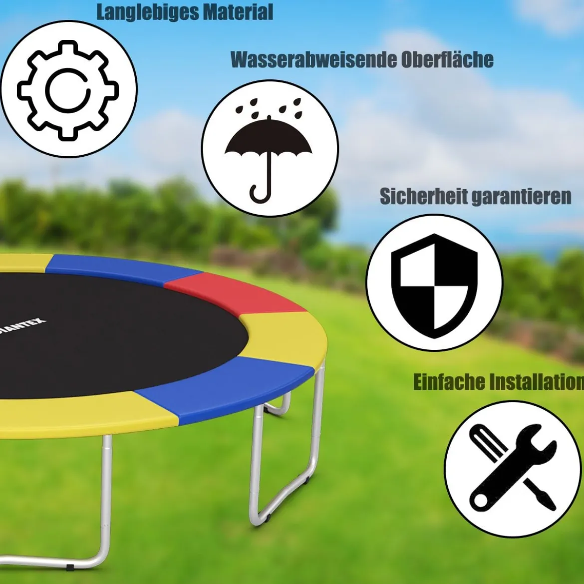 Trampolinmatratze 427cm x 427cm x 10cm Trampolin Übung Fitness Gymnastik Trampolin Polster Bunt