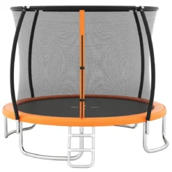 Trampolin outdoor mit Leiter Gartentrampolin rund mit Sicherheitsnetz Randabdeckung & Metallrahmen Ø366cm Orange