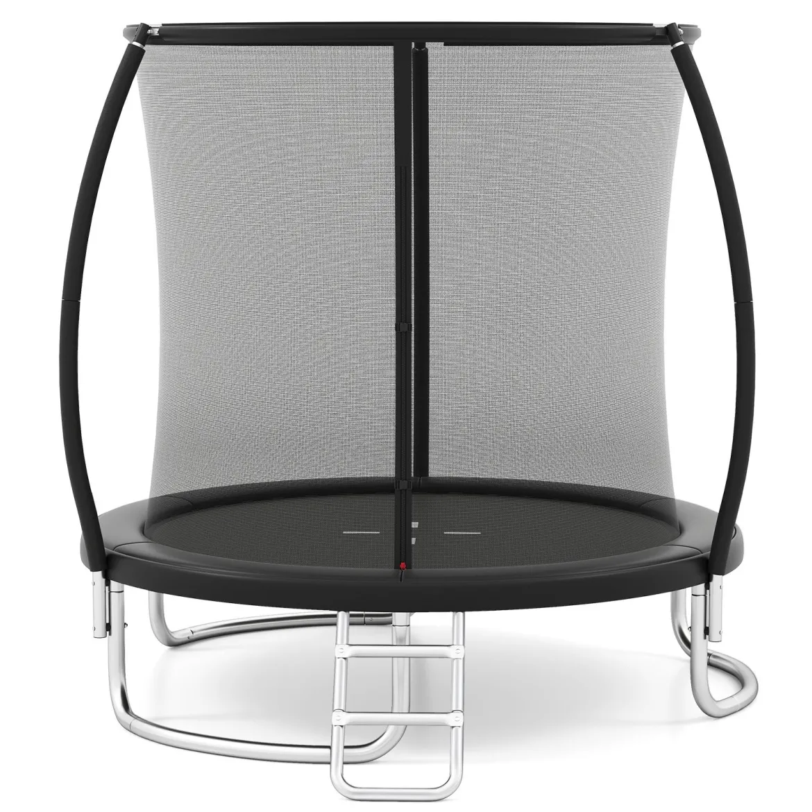 Trampolin outdoor mit Leiter Gartentrampolin rund mit Sicherheitsnetz Randabdeckung & Metallrahmen Ø244cm Schwarz