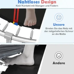 Trampolin outdoor mit Leiter Gartentrampolin rund mit Sicherheitsnetz Randabdeckung & Metallrahmen Ø366cm Bunt
