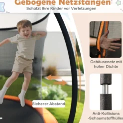 Trampolin outdoor mit Leiter Gartentrampolin rund mit Sicherheitsnetz Ø244cm Orange