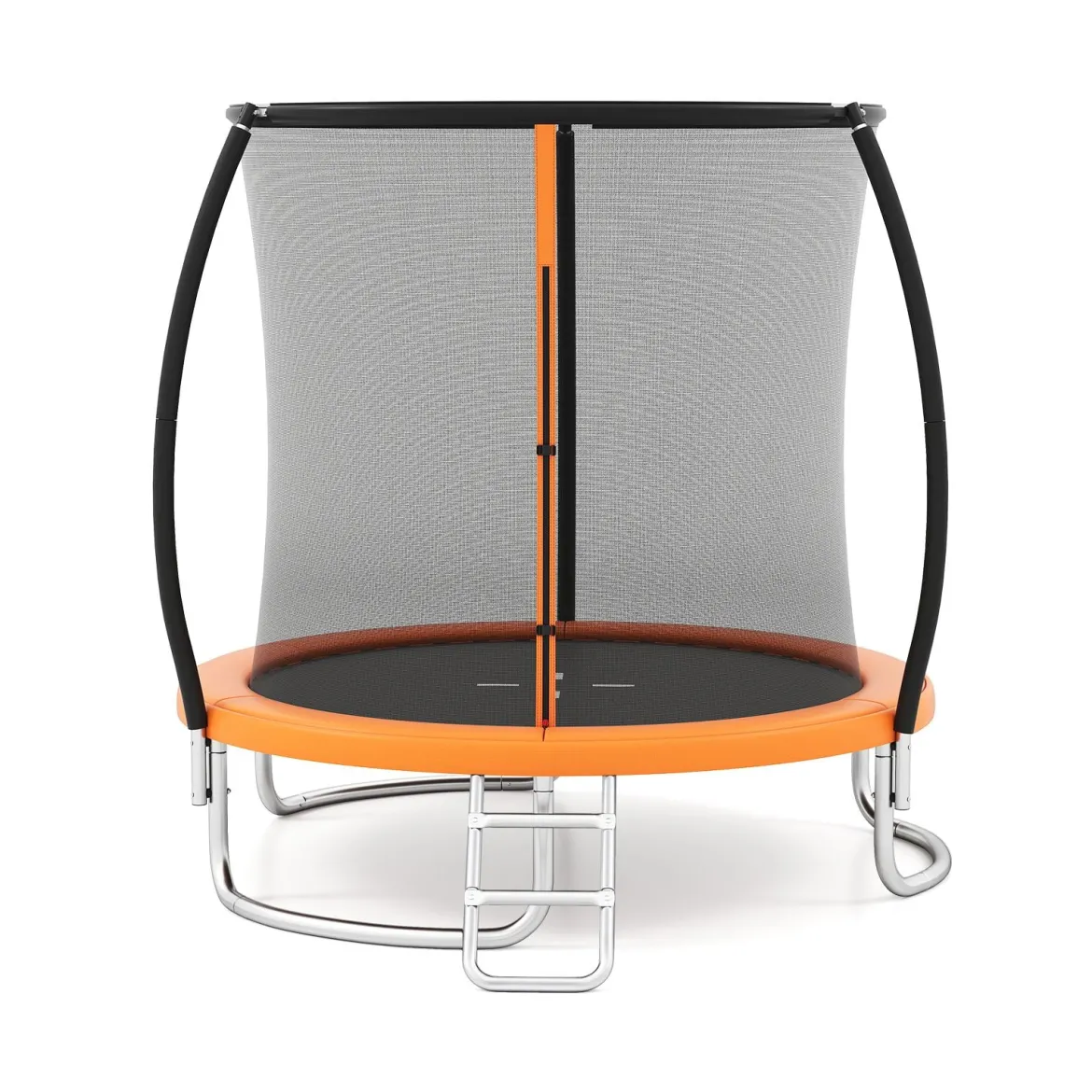Trampolin outdoor mit Leiter Gartentrampolin rund mit Sicherheitsnetz Ø244cm Orange
