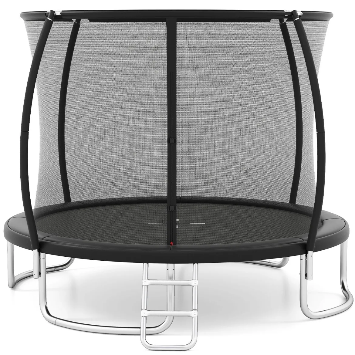 Trampolin outdoor mit Leiter Gartentrampolin rund mit Sicherheitsnetz Randabdeckung & Metallrahmen Ø366cm Schwarz