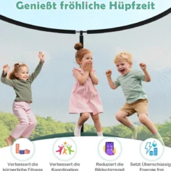Trampolin outdoor mit Leiter Gartentrampolin rund mit Sicherheitsnetz Randabdeckung & Metallrahmen Ø305cm Grün