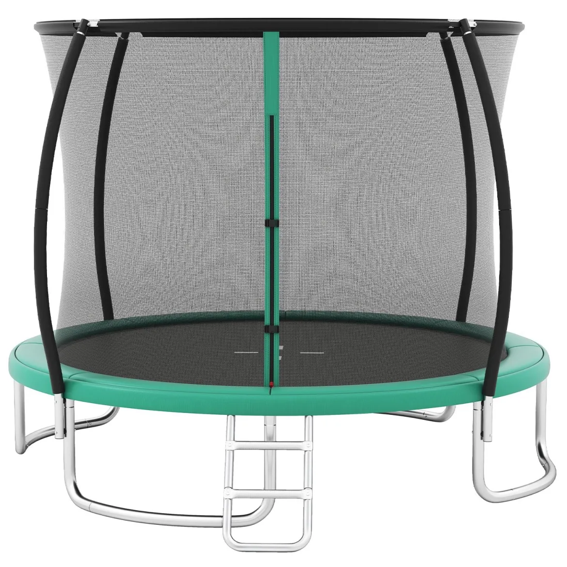 Trampolin outdoor mit Leiter Gartentrampolin rund mit Sicherheitsnetz Randabdeckung & Metallrahmen Ø366cm Grün