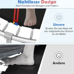 Trampolin outdoor mit Leiter Gartentrampolin rund mit Sicherheitsnetz Randabdeckung & Metallrahmen Ø305cm Bunt