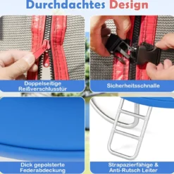 Trampolin outdoor mit Leiter Gartentrampolin rund mit Sicherheitsnetz Randabdeckung & Metallrahmen Ø305cm Bunt
