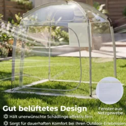 Transparentes Kuppelzelt 215 x 215 cm 2-4 Personen 540° Panorama Garten Transparent