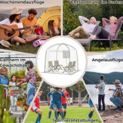 Transparentes Kuppelzelt 215 x 215 cm 2-4 Personen 540° Panorama Garten Transparent