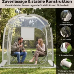 Transparentes Kuppelzelt 215 x 215 cm 2-4 Personen 540° Panorama Garten Transparent