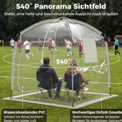 Transparentes Kuppelzelt 215 x 215 cm 2-4 Personen 540° Panorama Garten Transparent