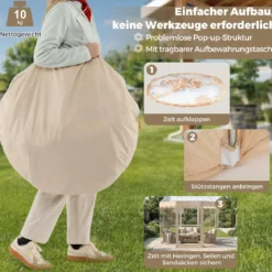 Transparentes Pop up Zelt für 8-10 Personen mit 540°Blick & Tragetasche Wetterfestes Wurfzelt