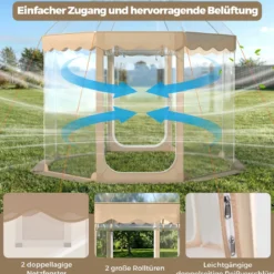 Transparentes Pop up Zelt für 8-10 Personen mit 540°Blick & Tragetasche Wetterfestes Wurfzelt