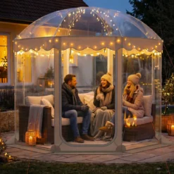 Transparentes Pop up Zelt für 8-10 Personen mit 540°Blick & Tragetasche Wetterfestes Wurfzelt