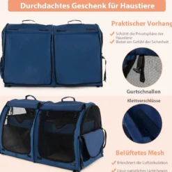 Transporttasche mit Abnehmbaren Hängematten & Matratze & Katzentoilette Marineblau