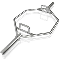 Trap Bar mit 2 Federverschlüsse & Klappbarem Griff Hantelstange Hex Bar Olympic Bar Silber