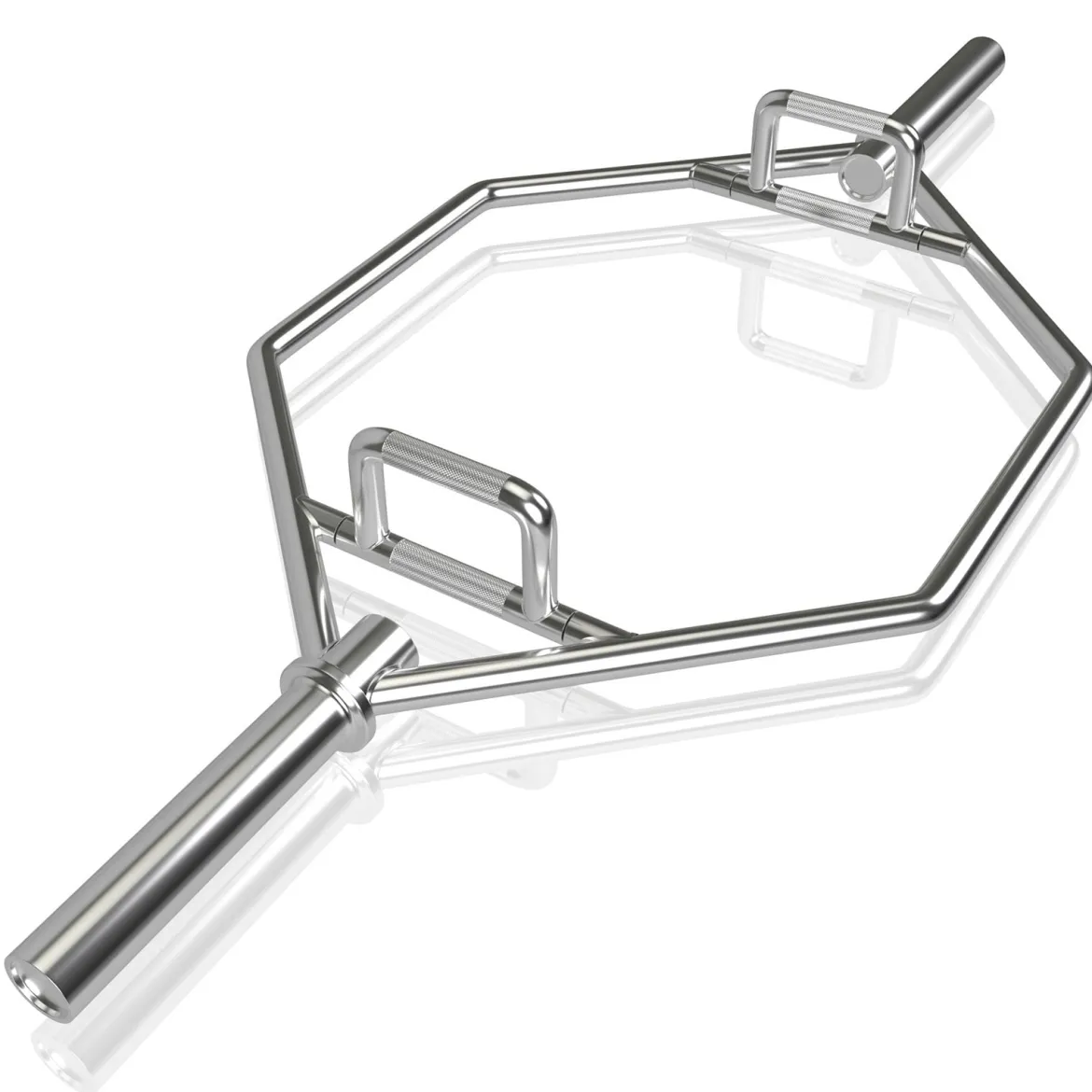 Trap Bar mit 2 Federverschlüsse & Klappbarem Griff Hantelstange Hex Bar Olympic Bar Silber