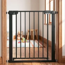 Treppenschutzgitter ohne Bohren mit 75-82 cm Breite Auto-Close Türschutzgitter Schwarz
