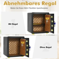 Tresor Elektronischer Tresorschrank mit Digitaler Tastatur 45 L Safe Tresor 36 x 31 x 41 cm Schwarz