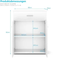 2-türiger Badschrank aus Holz mit Großer Schublade & Verstellbarem Regal Weiß