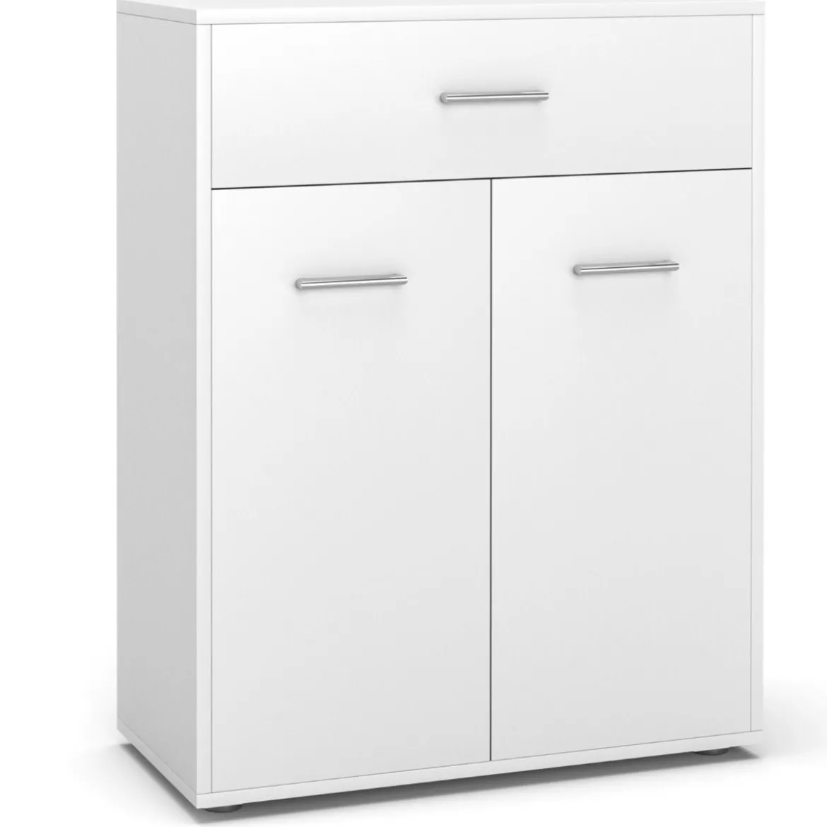 2-türiger Badschrank aus Holz mit Großer Schublade & Verstellbarem Regal Weiß