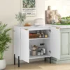 2-Türiger Buffet-Schrank Sideboard-Schrank mit Regal Metallbeinen Kippschutz & verstellbaren Scharnieren Moderner Schrank Weiß
