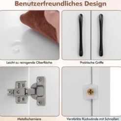2-türiger schwebender Aufbewahrungsschrank wandmontierter Hängeschreibtisch mit 2 Fächern Weiß