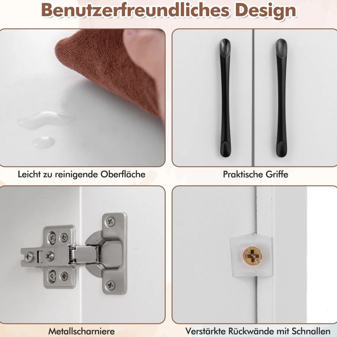 2-türiger schwebender Aufbewahrungsschrank wandmontierter Hängeschreibtisch mit 2 Fächern Weiß