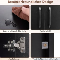 2-türiger schwebender Aufbewahrungsschrank wandmontierter Hängeschreibtisch mit 2 Fächern Schwarz
