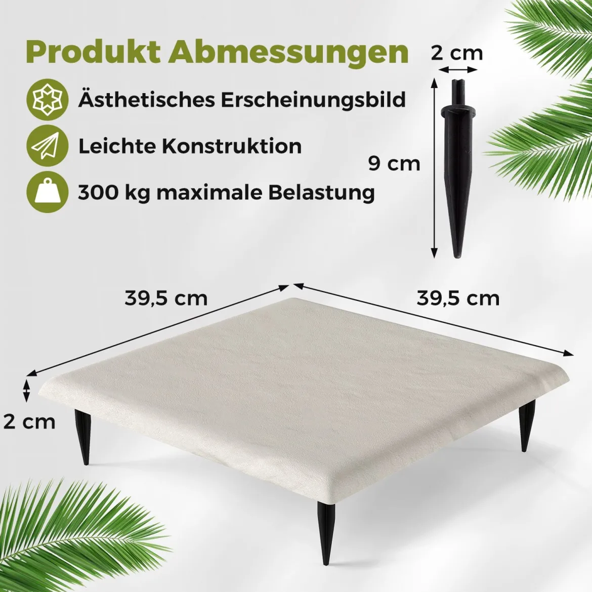 Trittsteine für Garten 8er Set Gehwegplatten 39,5 x 39,5 cm Steinplatten aus Polypropylen für Rasen Garten Wege Beige