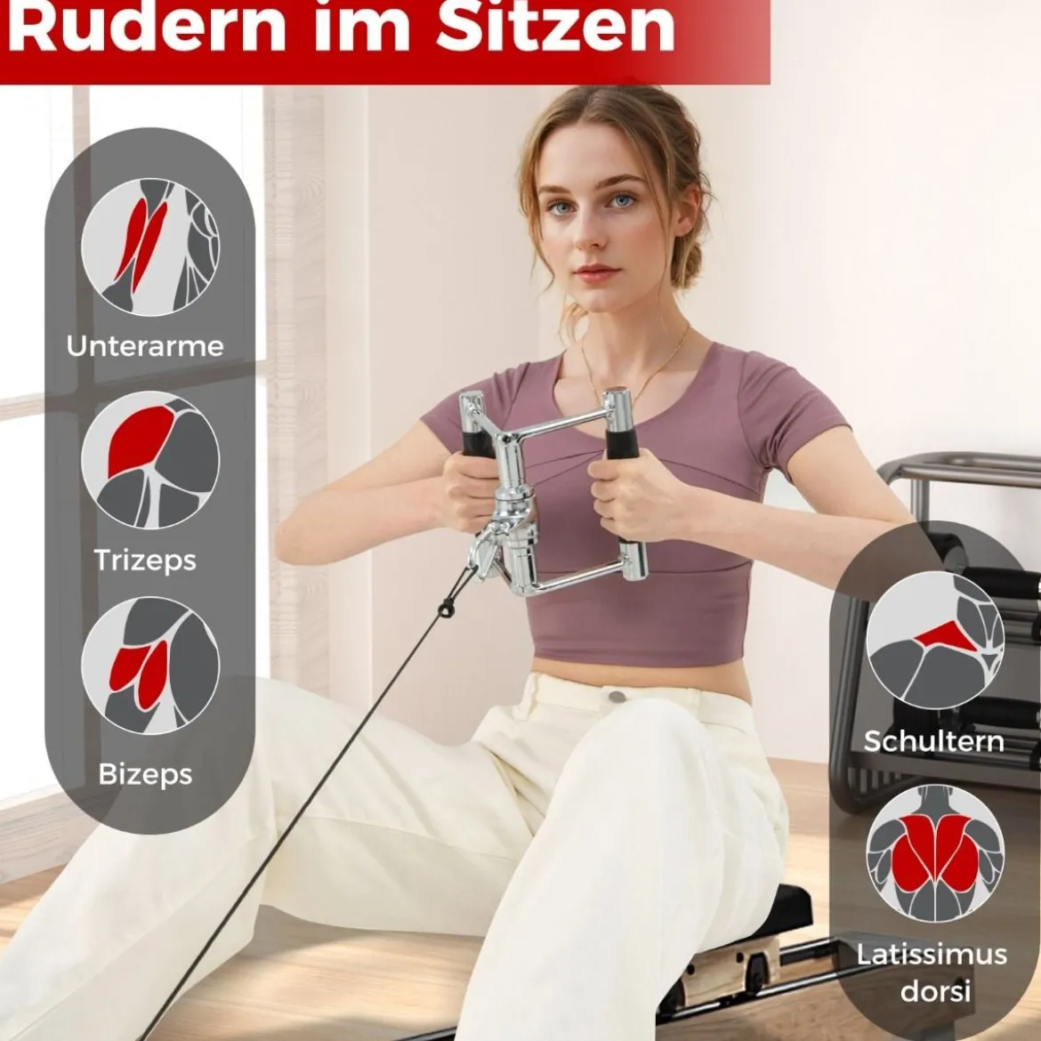 Trizeps-Kabelzug Nach Unten Drücken 4 teiliges Gewicht Maschinenzubehör mit Trizepsseil