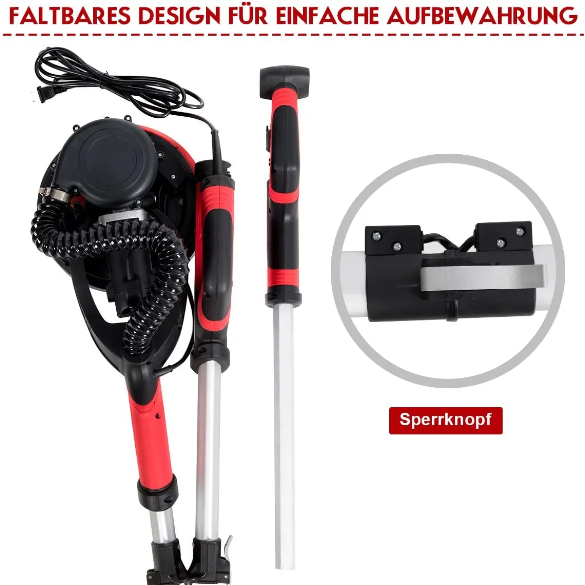 Trockenbauschleifer 750W Elektrischer Deckenschleifer Wandschleifmaschine mit LED-Licht
