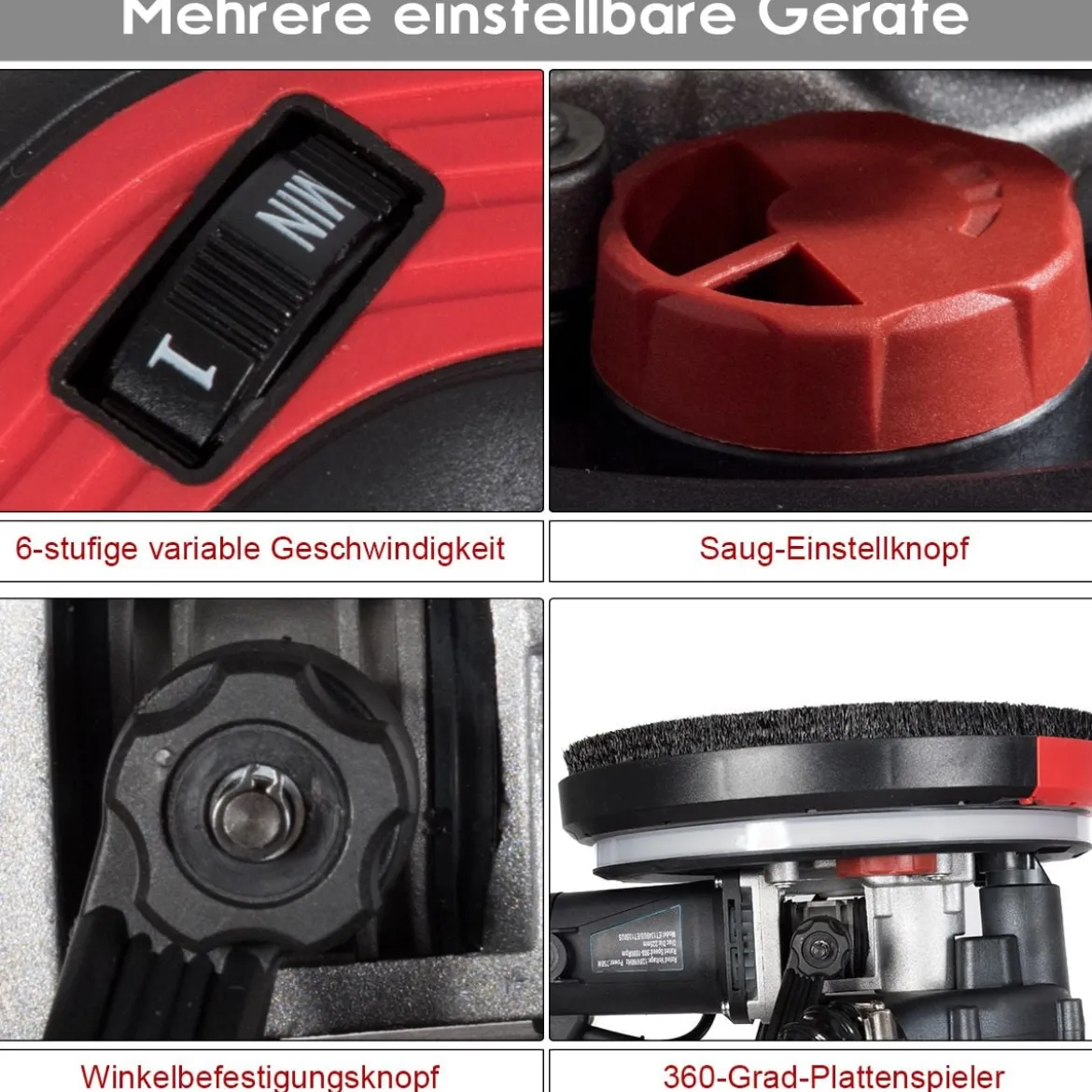 Trockenbauschleifer 750W Elektrischer Deckenschleifer Wandschleifmaschine mit LED-Licht