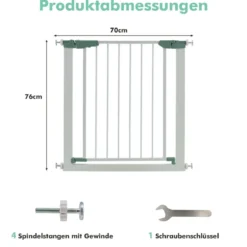Türschutzgitter Baby 76-83 cm Sicherheitsgitter aus Metall Weiß