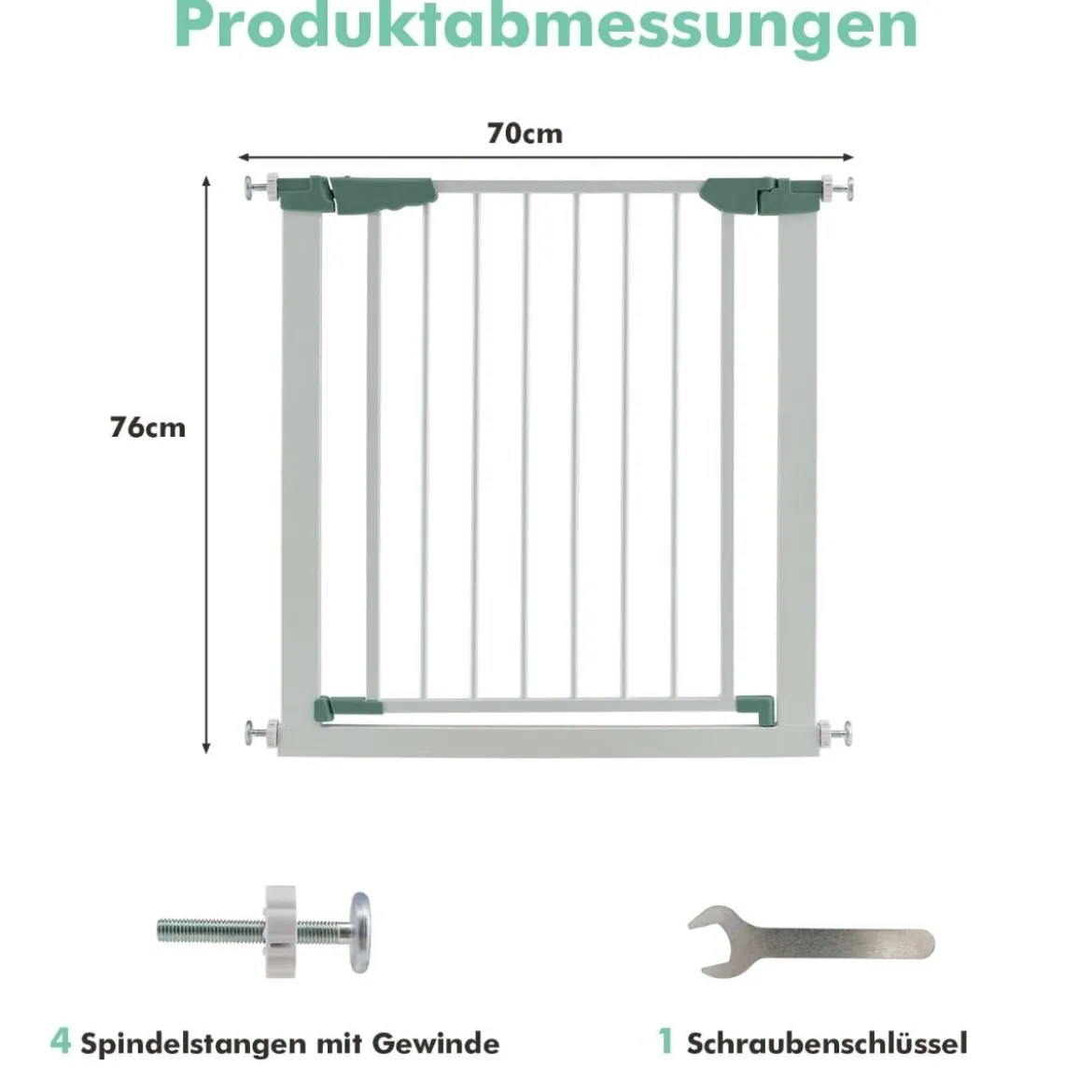 Türschutzgitter Baby 76-83 cm Sicherheitsgitter aus Metall Weiß