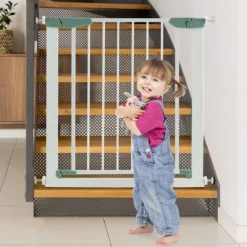 Türschutzgitter Baby 76-83 cm Sicherheitsgitter aus Metall Weiß